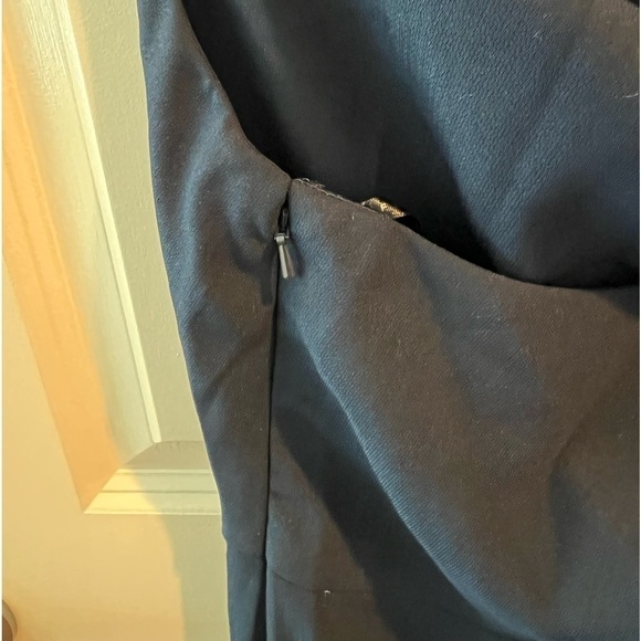 AFTER SIX 6849 Midnight Blue One Shoulder Draped Cowl Neck Maxi Bridesmaid Dress - Picture 8 of 16